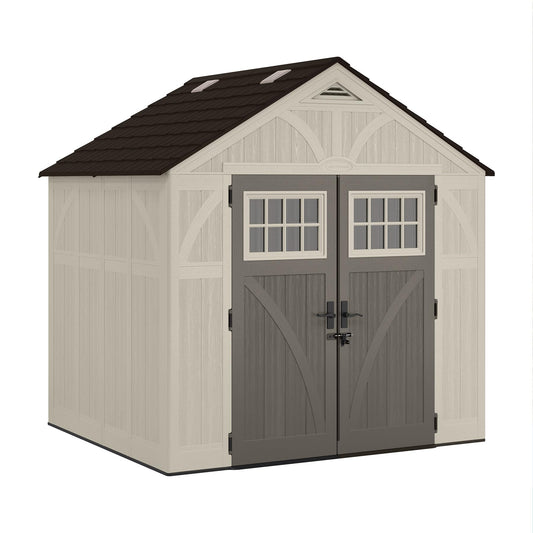 Suncast 8' x 7' Heavy-Duty Resin Tremont Storage Shed, Cream - WoodArtSupply