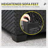 Lviden 7 Pieces Outdoor PE Wicker Furniture Set Patio Rattan Sectional conversation sofa set with Khaki Cushions and Glass Top Table Lviden