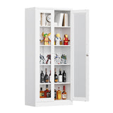 Yizosh Display Cabinet with Glass Doors, 5-Tier Curio Cabinet with 4 Adjustable Shelves, 67" Display Case for Home, Living Room, Assemble Required (White) Yizosh