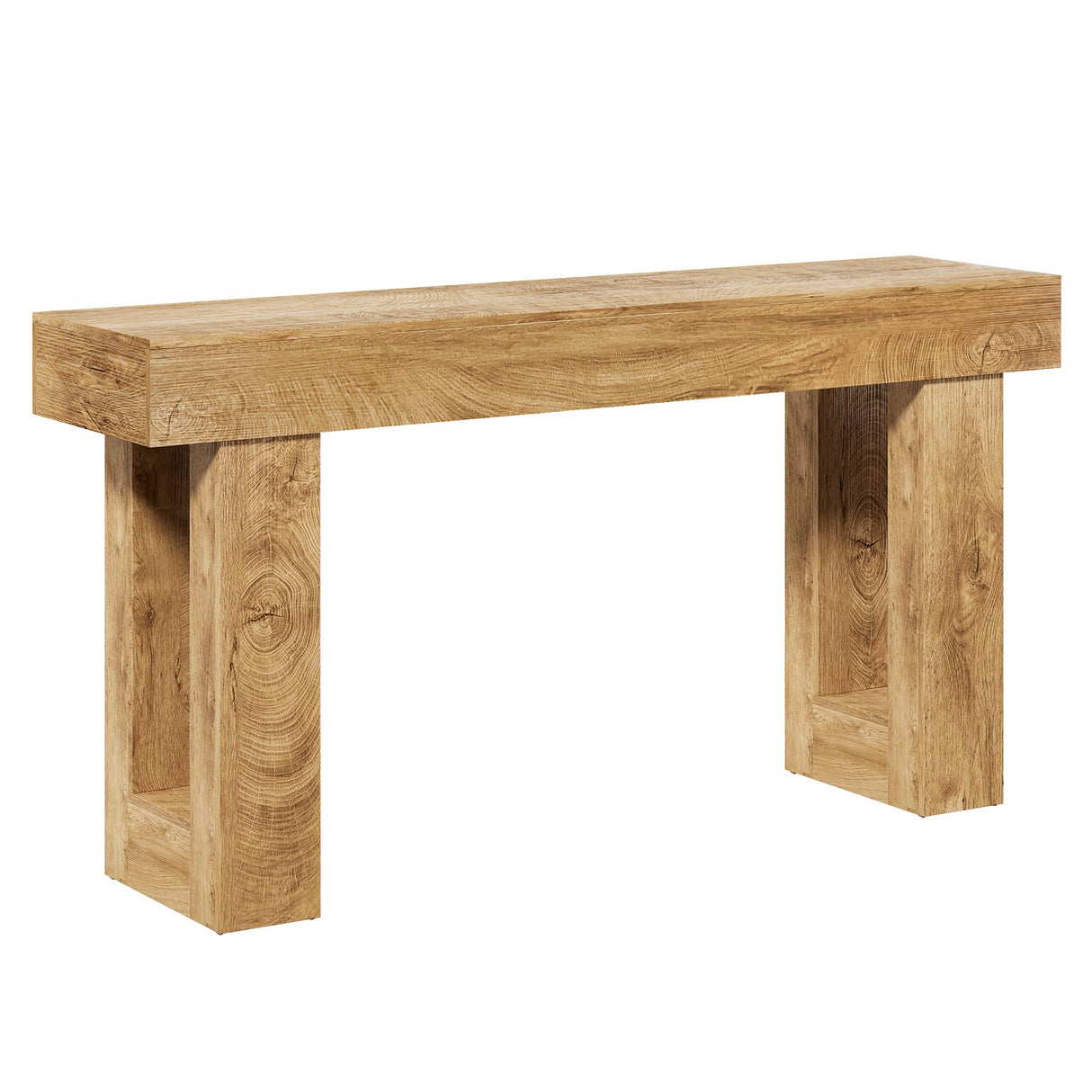 LITTLE TREE 63 Inches Long Console Table for Entryway, Sofa Table Behind Couch, Wooden Entry Table Foyer Hallway Table, Industrial Console Sofa Table for Living Room, Oak Color LITTLE TREE