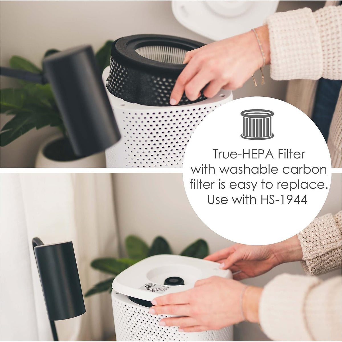 Crane Air Purifier with UV Light and True Hepa Filter, 250 Sq Ft Coverage, Timer, Sleep Mode, for Bedroom and Home, Up 250 SQ FT Coverage, White Crane