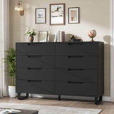 GarveeHome 8 Dresser for Bedroom, 55" Wide Dresser, Freestanding Horizontal Drawer with Storage, Wooden Closet Chest Storage for Living Room, Hallway, Entryway, Black GarveeHome
