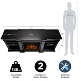 Real Flame Fresno 72" TV Stand with Electric Fireplace in Black, Entertainment Center with Electric Fireplace, Living Room TV Stand with Fireplace, fits up to 70" TV Real Flame