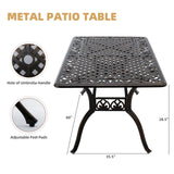 Attliahome 7-Piece Cast Aluminum Outdoor Table and Chairs, Antique Bronze Patio Dining Sets Include 60" Large Patio Dining Table and 6 Chairs with Removable Cushion Attliahome