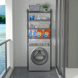 Hodonas 4-Tier Toilet Shelf Storage, Bathroom Organizer Shelves Over Toilet Storage, Above Toilet Tack Free Standing Bathroom Space Saver with Adjustable Basket and Shelves, Gray Hodonas