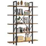 YITAHOME 5 Tier Bookcase, Artsy Modern Bookshelf, Book Rack, Storage Rack Shelves in Living Room/Home/Office, Books Holder Organizer for Books/Movies - Rustic Brown YITAHOME