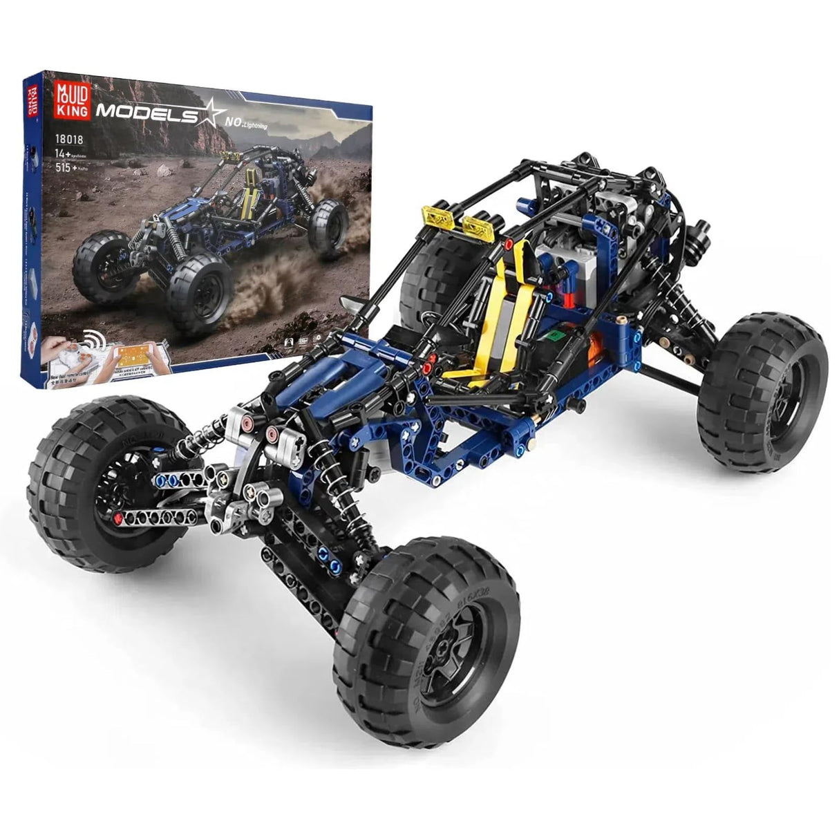 Mould King RC Off-Road Building Car Toys, 515 Pieces Building Blocks Lightning Climbing Car Model with Motors (Remote Control and APP Control), Intelligent Building Kits for Boys Mould King