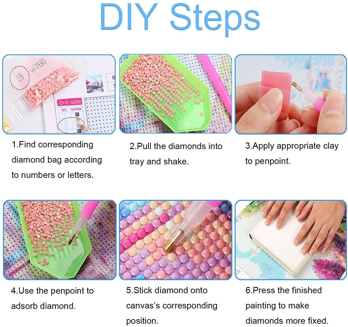 tigdtiu 6 Pack Inspirational Diamond Painting Kits for Adults-5D Diamond Art Kits for Adults Beginner, DIY Flower Full Drill Diamond Dots with Diamonds Picture Gem Art Crafts for Adult Decor 16x12 in tigdtiu