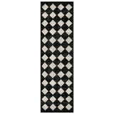 Lahome Moroccan Trellis Runner Rug - 2x8 Black Hallway Runner Rug with Rubber Backing, Checkered Kitchen Non Skid Carpet Runner Washable Indoor Mat for Camper Entryway Bathroom Hardwood Floor Lahome