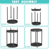 Round Side Table Set of 2,16in Rustic Wooden End Table Surface Top & Sturdy Metal Legs Nightstand for Living Room Bedroom Farmhouse Sofa Table with NSdirect