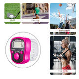 Stitch Counters 2 Pcs LED Digital Row Counter and Stitch Markers 50 Pcs Crochet Stitch Markers for Knitting Sewing Stitching Weaving, Muslim Pray, Recording Sports Scoring, Lap Counting (Purple pink) TESEAS