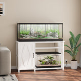 VOWNER 55-75 Gallon Fish Tank Stand, Aquarium Stand with Power Outlets, Cabinet for Fish Tank Accessories Storage, Heavy Duty Metal Frame, Suitable for Fish Tank, Turtle Tank, 1200LBS Capacity, White VOWNER