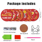 Bartogro 8 Pcs Diamond Painting Coaster Kits, DIY Football Diamond Art Coasters with Holder Sports Diamond Art Crafts Supplies for Kansas City Design Bartogro