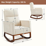Yaheetech Rocking Chair, Modern Glider Chair, Recliner Armchair with Wood Legs and Side Pocket, Nursery Rocking Accent Chair with High Back for Living Room Bedroom, Beige Yaheetech