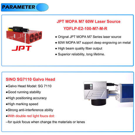 Oabduz US Stock 60W JPT MOPA Fiber Laser Marking Machine Jewelry Engraver 175x175mm with D80 Rotary Axis Oabduz