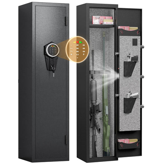 opentiny 2 Gun Safe for Rifles and Pistols Digital Keypad Large Long Gun Safe Rifle and Shotguns, Quick Access Gun Cabinets with LED Light, Gun Safe with Adjustable Gun Rack and Removable Shelf