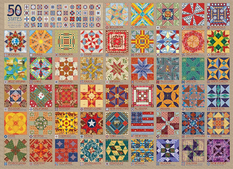 Cobble Hill 1000 Piece Puzzle - 50 States Quilt Blocks - Sample Poster Included Cobble Hill Puzzle Company Ltd.
