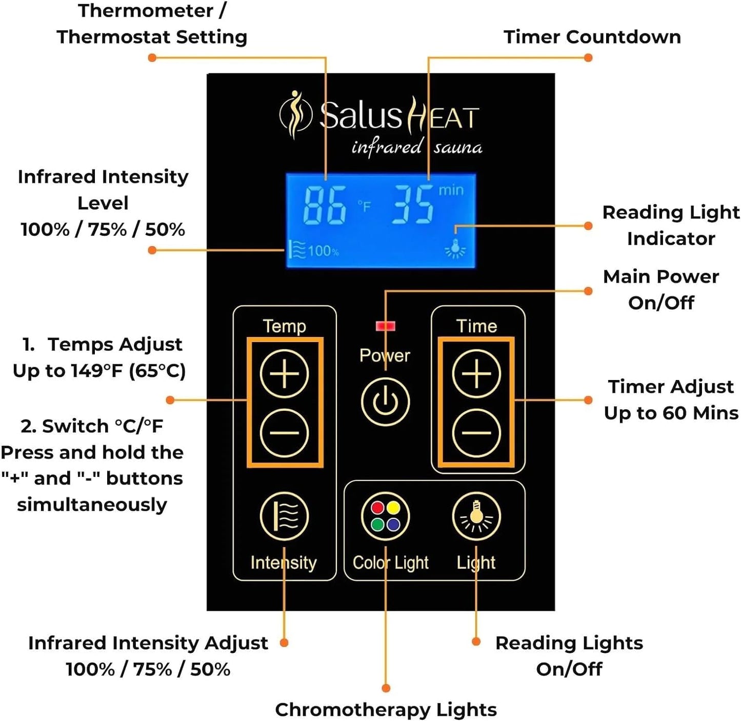 Outdoor Sauna 1 Person, Low EMF Infrared Sauna, Home Sauna, Bluetooth, LCD Control Panel, Chromotherapy and Reading Lights, 1560W (Outdoor Sauna 1 Person/Hemlock)