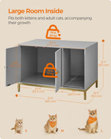 Feandrea Litter Box Enclosure, Modern Cat Litter Box Furniture Hidden, with Scratching Mat, Tall Legs, Cat House, Side End Table, 31.5 x 19.7 x 21.7 Inches, Dove Gray and Gold UPCL007H01 Feandrea