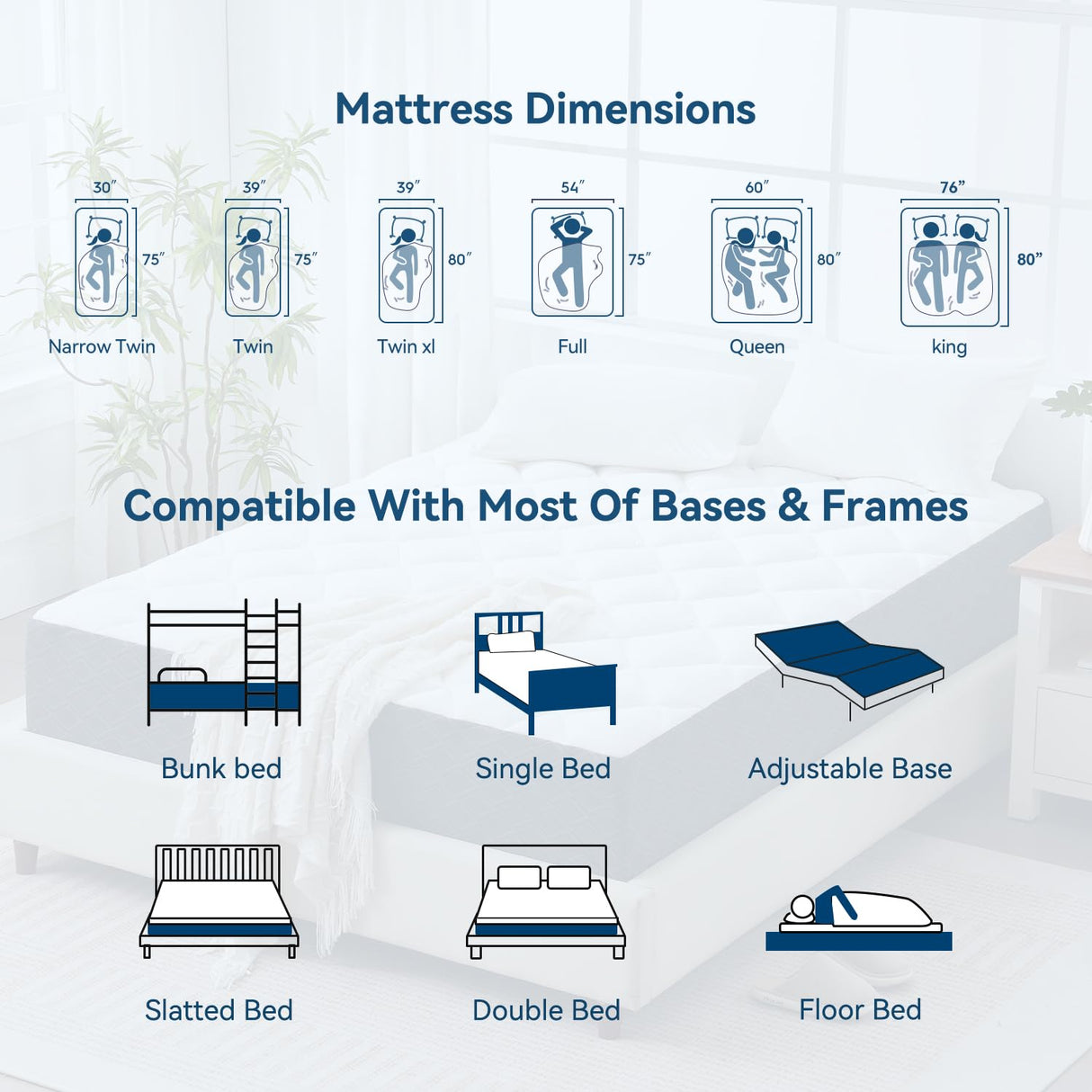 TERISTE 6 Inch Full Mattress Breathable Gel-Memory Foam Plus Pillowtop Mattress, Cool and Skin-Friendly, Fiberglass Free, Mattress in a Box, CertiPUR-US® Certified, Safe and Worry-Free TERISTE