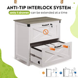 DEVAISE 2 Drawer Farmhouse File Cabinet with Lock, Leteral Filing Cabinet for Letter/Legal/A4 Size, Wood Storage Cabinet for Home Office, White DEVAISE