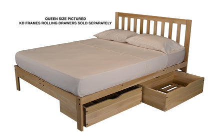 Charleston Twin XL Platform Bed by KD Frames - Unfinished Natural Wood with Slatted Headboard - WoodArtSupply