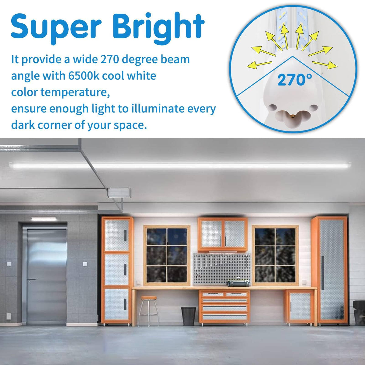AQIQUUT Led Shop Lights,Led Shop Lights 4FT,50W 6500K 7000LM Clear White,Led Shop Light 4FT 110V Linkable Integrated V-Shape for Shop Garage,Warehouse,Workbench and Workshop Indoor(4-Pack) AQIQUUT