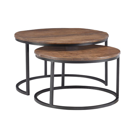Powell Company Black Metal Round Nesting Coffee Mango Wood Top by Powell Canton Table Powell