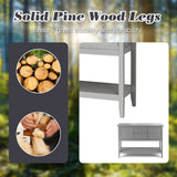 HAPPYGRILL Buffet Sideboard Solid Wood Storage Cabinet Console Table with 2 Drawers & Shelf, Buffet Server Cupboard for Kitchen, Entryway, Living HAPPYGRILL