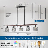 Ruibutrade 5-Light Modern Farmhouse Island Lighting, Adjustable Height Rustic Chandelier with Walnut Metal Frame & Matte Black Geometric Shade, E26 Base Hanging Light for Dining Room Over Table Ruibutrade