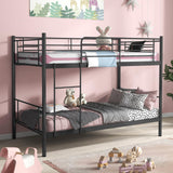 KOMFOTT Metal Twin Over Twin Bunk Bed, Heavy-Duty Metal Bunk Bed Fame with Ladder& Full-Length Guardrails for Kids, Teens & Adults, Space Saving Bunk Bed, No Box Spring Needed KOMFOTT