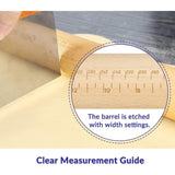 Geesta Adjustable Wood Rolling Pin with 5 Thickness Rings, Precise Dough Roller Handle Press Design with Measurement Guide for Baking Fondant, Pie Crust, Cookie, Pastry - Baking Essential Geesta