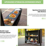 6x10FT Hardtop Grill Gazebo, Outdoor BBQ Gazebo with Double Galvanized Steel Roof, Patio Grill Canopy with 2 Storage Cabinets and Ceiling Hooks for Backyard, Lawn, Garden,Brown GFDGFD