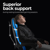 N-GEN Video Gaming Chair with Footrest High Back Ergonomic Comfortable Office Computer Desk with Lumbar Support Height Adjustable with PU Leather Recliner for Adults Women Men (Blue) NEO CHAIR
