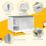Tangkula Cat Litter Box Enclosure, Hidden Litter Box with Removable Cushion & Flip-Down Opening, Multifunctional Storage Cabinet Bench, Modern Litter Box Furniture Fits Most Litter Box (White) Tangkula
