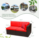 Devoko 2 Pieces Patio Furniture Sofa Sets Outdoor All-Weather Sectional Corner Sofa and Armless Sofa (Red) Devoko