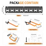 Unaikoo Garage Tool Organizer Wall Mount - Heavy Duty Garage Storage and Organization Garden Tool Organizer with Adjustable Pegboard Hooks Yard Shed Rack for Broom Mop Shovels Rake Trimmers, 48 inch Unaikoo