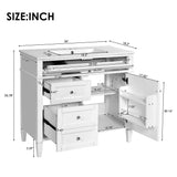 Merax 36 Inch Bathroom Vanity with Sink Combo, Solid Wood Frame Bathroom Vanities with 2 Drawers & Soft Closing Doors & Tip-Out Drawer, Modern Bathroom Sink Cabinet with Undermount Sink Merax