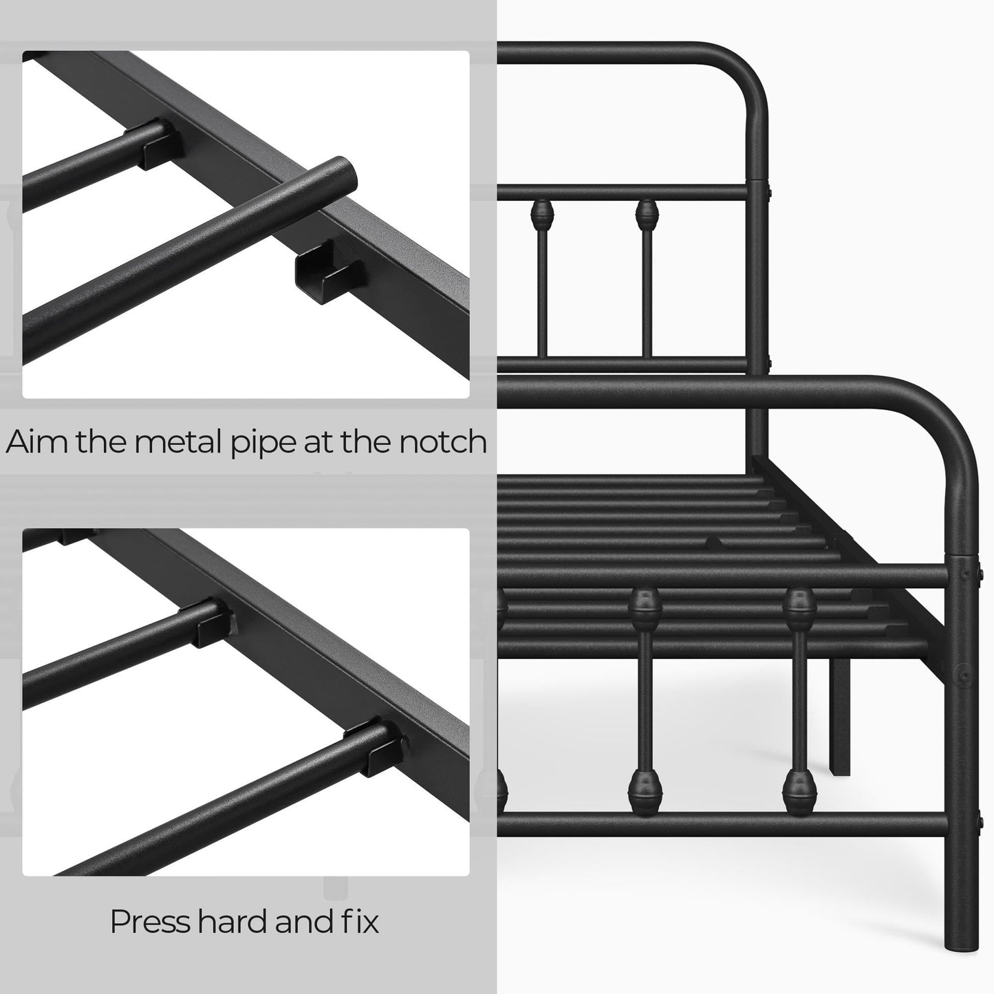 Yaheetech Classic Metal Platform Bed Frame Mattress Foundation with Victorian Style Iron-Art Headboard/Footboard/Under Bed Storage/No Box Spring Needed/Queen Size Black