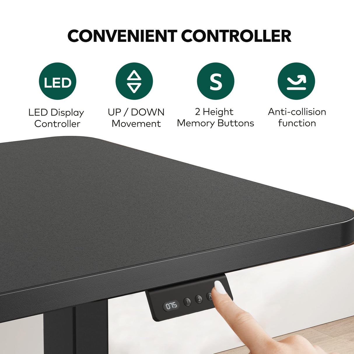 FEZIBO L Shaped Standing Desk, 63" Corner Standing Desk with Electric Adjustable Height, L Shaped Adjustable Desk with Splice Board, Black FEZIBO