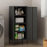 Steehoom Metal Locker Lockable Bathroom Storage Cabinet Black 4 Tier Employee Lockers for Home, School, Office, Garage (Black, H49.21'') Steehoom