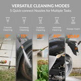 Giraffe Tools Grandfalls Pressure Washer Plus+, Electric Wall Mount Power Washer with 100FT Ultra-Soft Pressure Hoses, 2400PSI, 2.0GPM, 4 Nozzles, Foam Cannon for Cars/Patios, Dark Silver Giraffe Tools