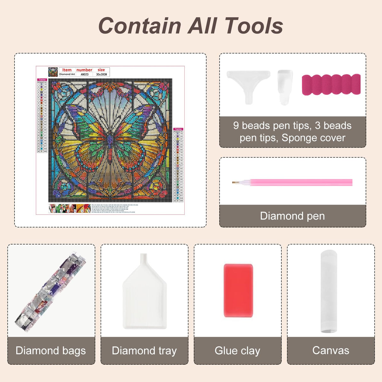 Anuver Butterfly Diamond Painting Kits for Adults, 5D DIY Diamond Art Kits for Beginners, Full Drill Diamond Painting Kits for Home Wall Decor, Stained Glass, 12x12 Inch Anuver