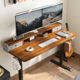 TRALT Electric Standing Desk 48 Inch Height with 2 Drawers-Adjustable Height Desk with Storage Shelf - Sit Stand Up Workstation (Rustic Brown, 48X24 Inches) TRALT