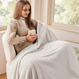 NEWCOSPLAY Knitted Ivory Blanket Super Soft Plush Throw for Couch Fuzzy Fluffy Microfiber Lightweight Blanket for Bed Sofa All Season Use (Ivory, Throw(50"x60")) NEWCOSPLAY