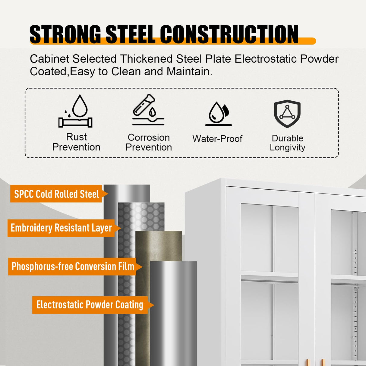 71" Glass Display Cabinet, Metal Storage Cabinet with Glass Doors, Curio Display Cabinet with 4 Adjustable Shelves, White Locking Cabinet for Living Room, Kitchen, Hallway, Office - Assembly Required MetalMax