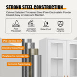 71" Glass Display Cabinet, Metal Storage Cabinet with Glass Doors, Curio Display Cabinet with 4 Adjustable Shelves, White Locking Cabinet for Living Room, Kitchen, Hallway, Office - Assembly Required MetalMax