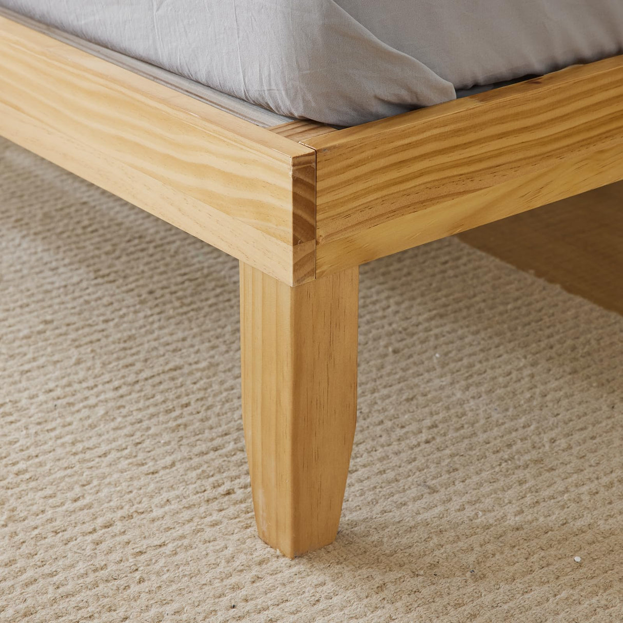 VINGLI 12 in Classic Twin Solid Wood Platform Bed Frame with Storage Space Underneath,Sturdy Wooden Bed Slat Support, Minimalist Design, No Box Spring Needed, Pine Mattress Foundation, Natural Oak VINGLI