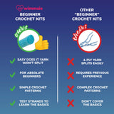 Wimmsie Crochet Animal Kit for Beginners - Easy Beginner Crochet Kit for Kids - Amigurumi Chicken Chick & Egg - 3 Kawaii Stuffed Animals - Cute DIY Yarn Plush Wimmsie