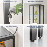 Ryoko Glass Display Cabinet with LED Light, Adjustable 3-Shelf Shelves, Curio Cabinets Metal Storage Display Case for Living Room Bedroom Office (Dark Grey) Ryoko